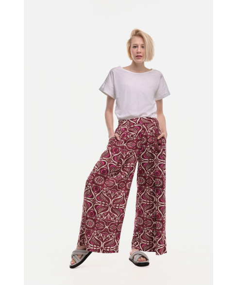 Цветная юбка-брюки с запахом из вискозы 
