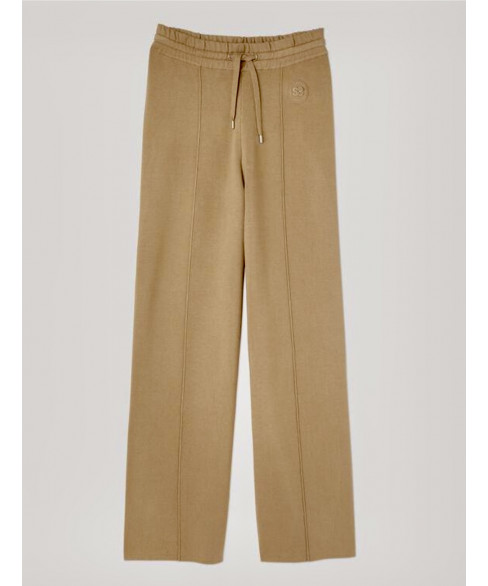 Трикотажные брюки с простроченной стрелкой эластичным поясом на кулиске 