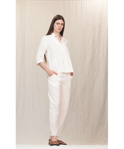 Жакет льняной с воротником стойка 