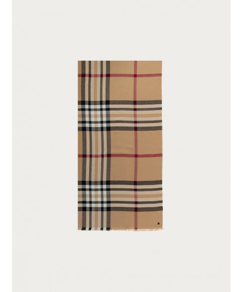 Палантин в клетку Burberry с небольшой бахромой