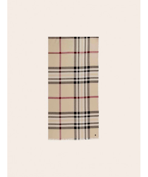 Палантин в клетку Burberry с небольшой бахромой