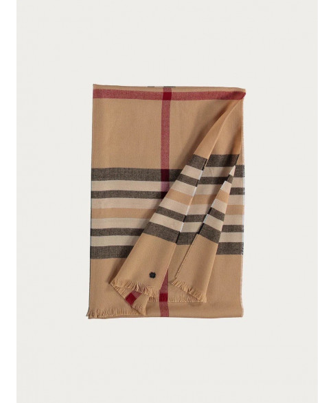 Палантин в клетку Burberry с небольшой бахромой